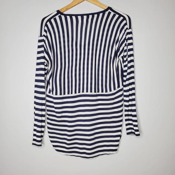 Madewell Anthem Long Sleeve V-Neck Tee Striped Blue White Size XS - Picture 6 of 9